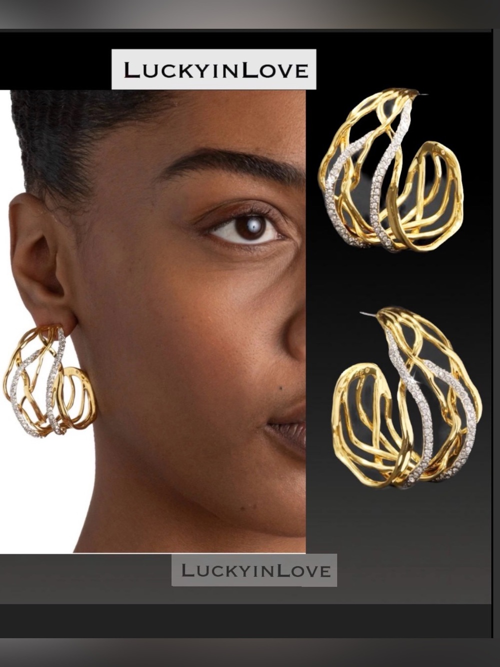 ALEXIS BITTAR • Intertwined Solanales Crystal Woven Hoop Earrings